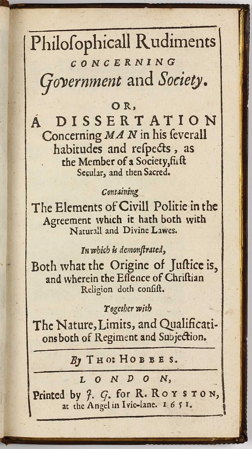Philosophical Rudiments Concerning Government and Society (Thomas Hobbes)