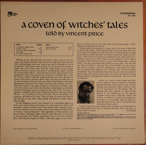Free Audiobook: A Coven of Witches Tales told by Vincent Price Vinyl LP by Various